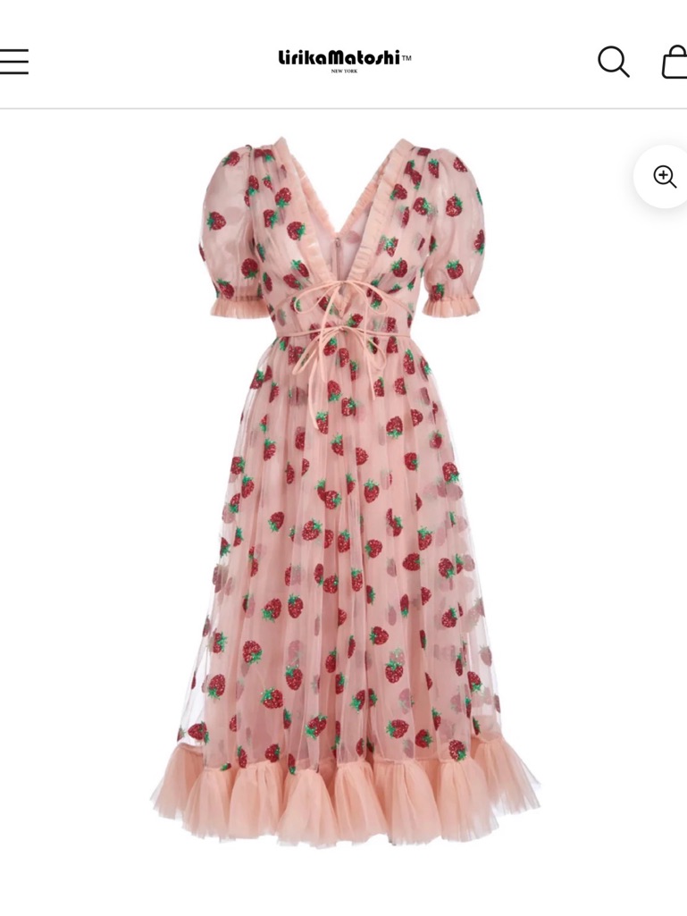 Lirika Matoshi Pink StrawberryEmbroidered Midi Dress Brand New Large
